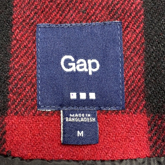 Gap 70% Recycled Wool Red/Black Plaid Coat Size: Medium - Picture 10 of 17